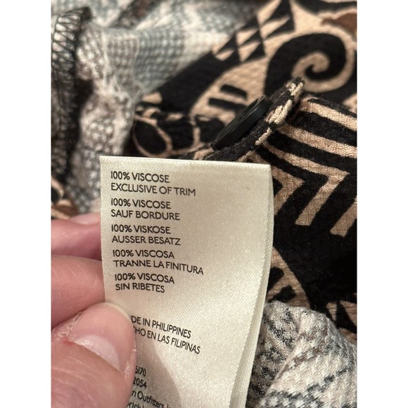 ANTHROPOLOGIE DRAPEY WIDE FLARE MOD TROPICAL PRINT WOVEN PANTS BROWN 8 Lainey - Picture 9 of 9